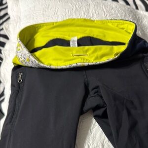 lululemon athletica Black Leggings with Yellow Waistband